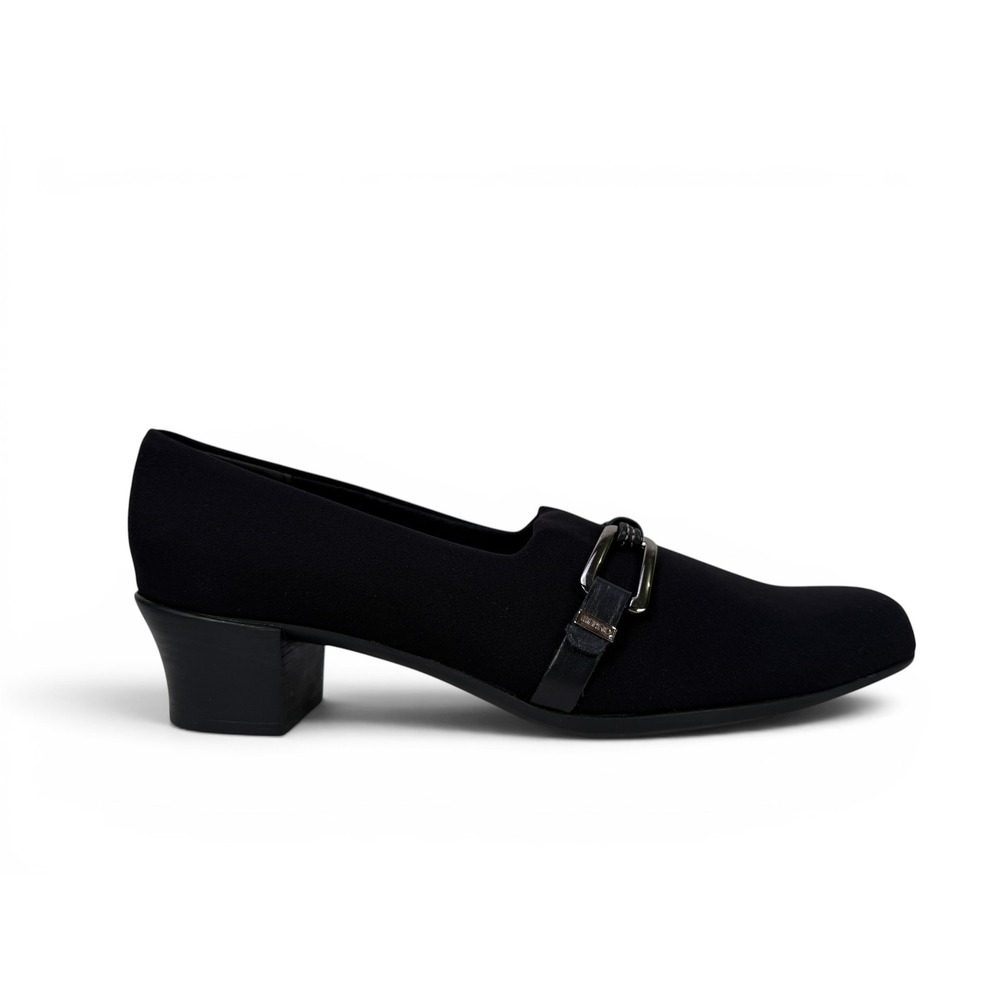 Munro Cindi Heels Womens 8 SS Black Stretch Fabric Closed Toe Comfort Pump